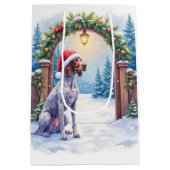 German Shorthaired Pointer Snowy Gate Santa Hat Medium Cadeauzakje (Achterkant)