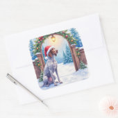 German Shorthaired Pointer Snowy Gate Santa Hat Vierkante Sticker (Envelop)