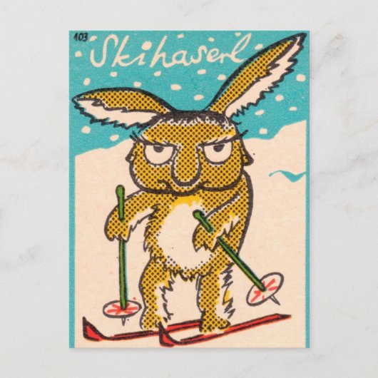 German Ski Bunny Briefkaart (Voorkant)
