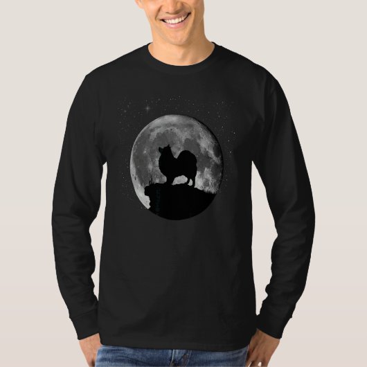 German Spitz Dog Moon T-shirt (Voorkant)