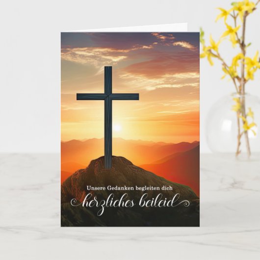 German Sympathy with Sunset Cross Over Mountains Kaart (Gele Bloem)