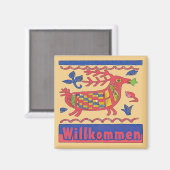 German Welcome Folk Deer Magneet (Voorkant / Achterkant)