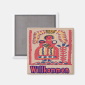 German Welcome Folk Moeder and Child Magneet (Voorkant / Achterkant)