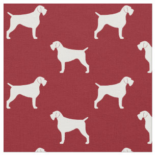 German Wirehaered Pointer Dog Silhouettes Red Stof