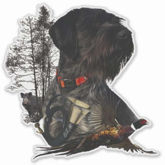 German Wirehaered Pointer Sticker (Voorkant)
