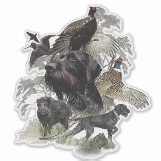 German Wirehaered Pointer Sticker (Voorkant)