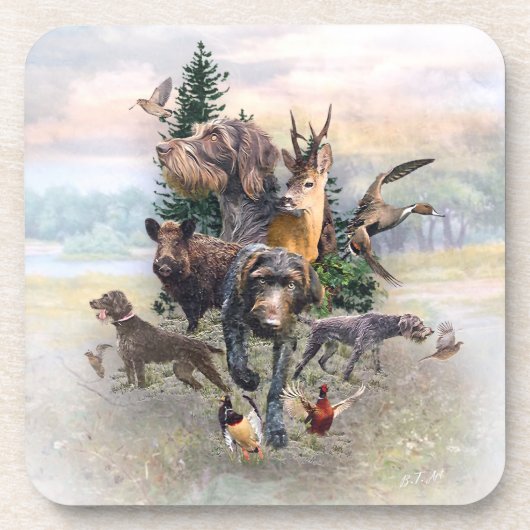 German Wirehaire Pointer Bier Onderzetter (Voorkant)