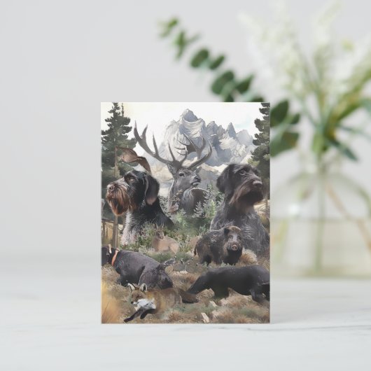 German Wirehaire Pointer Briefkaart (Staand voorkant)