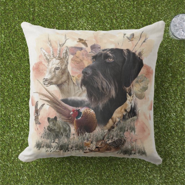German Wirehaire Pointer Buitenkussen (Gras)