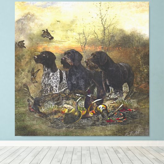 German Wirehaire Pointer Canvas Afdruk (Insitu (Houten vloer))