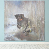 German Wirehaire Pointer Canvas Afdruk (Insitu (Houten vloer))