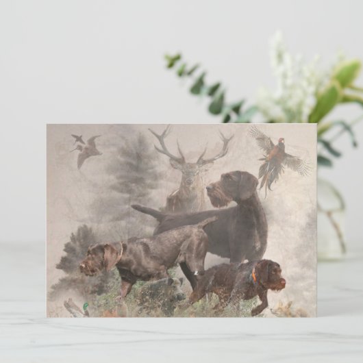 German Wirehaire Pointer Kaart (Staand voorkant)