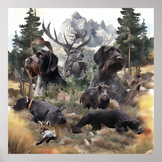German Wirehaire Pointer Poster (Voorkant)