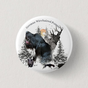 German Wirehaire Pointer Ronde Button 3,2 Cm
