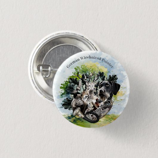 German Wirehaire Pointer Ronde Button 3,2 Cm (Voorkant /achterkant)