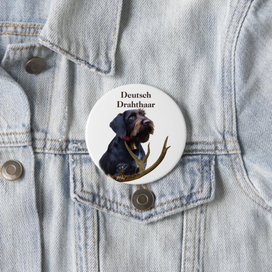 German Wirehaire Pointer Ronde Button 7,6 Cm (In situ)