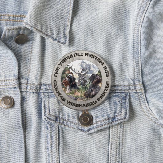 German Wirehaire Pointer Ronde Button 7,6 Cm (In situ)