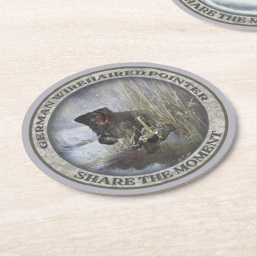 German Wirehaire Pointer Ronde Kartonnen Onderzetter (Gebogen)