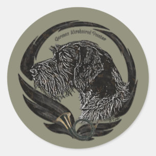 German Wirehaire Pointer Ronde Sticker