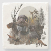 German Wirehaire Pointer Stenen Onderzetter (Voorkant)