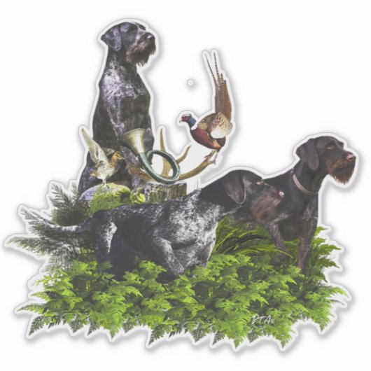 German Wirehaire Pointer Sticker (Voorkant)