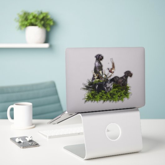 German Wirehaire Pointer Sticker (Laptop op bureau)
