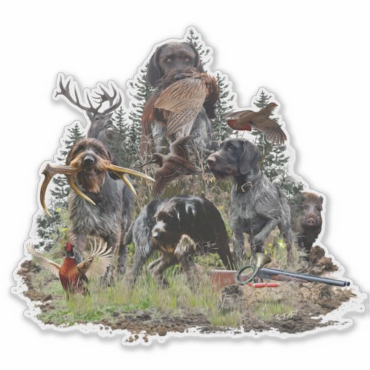German Wirehaire Pointer Sticker (Voorkant)
