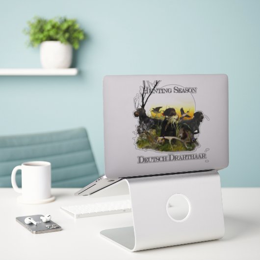 German Wirehaire Pointer Sticker (Laptop op bureau)