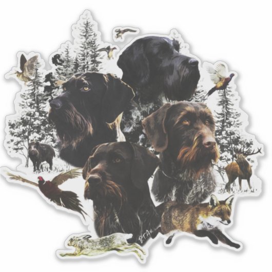 German Wirehaire Pointer Sticker (Voorkant)