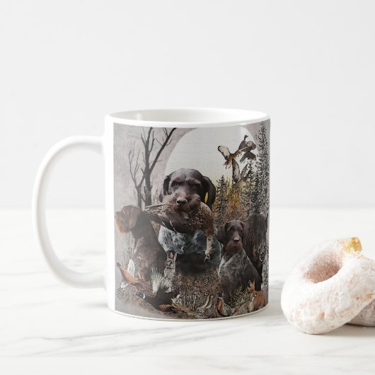 German Wirehaire Pointer Tapestry Gallery Wrap AC Koffiemok (Met donut)
