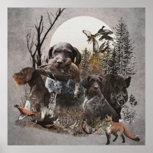 German Wirehaire Pointer Tapestry Gallery Wrap AC Poster