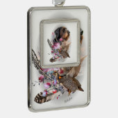 German Wirehaire Pointer Verzilverd Kader Ornament (Rechts)
