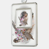 German Wirehaire Pointer Verzilverd Kader Ornament (Links)