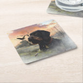 German Wirehaire Pointer Vierkante Kartonnen Onderzetter (Schuin)