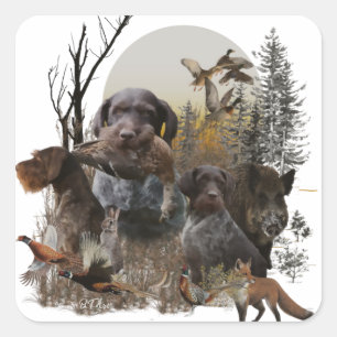 German Wirehaire Pointer Vierkante Sticker