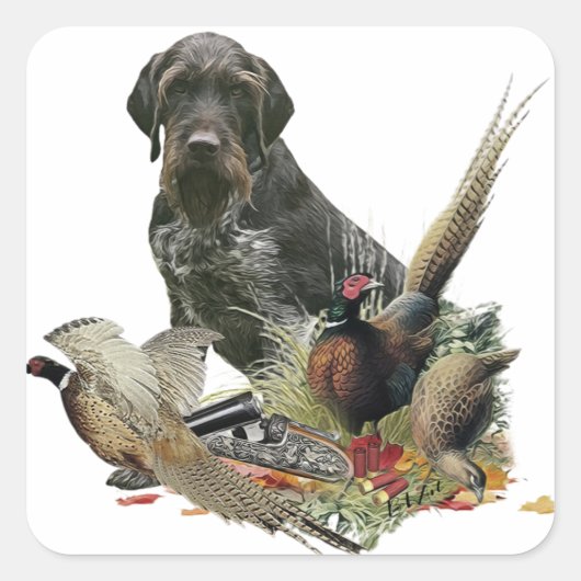 German Wirehaire Pointer Vierkante Sticker (Voorkant)