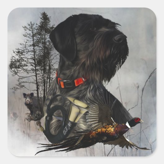 German Wirehaire Pointer Vierkante Sticker (Voorkant)