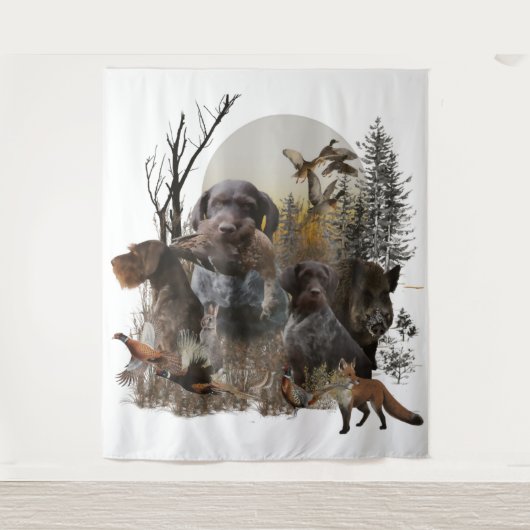 German Wirehaire Pointer Wandkleed (Voorkant)