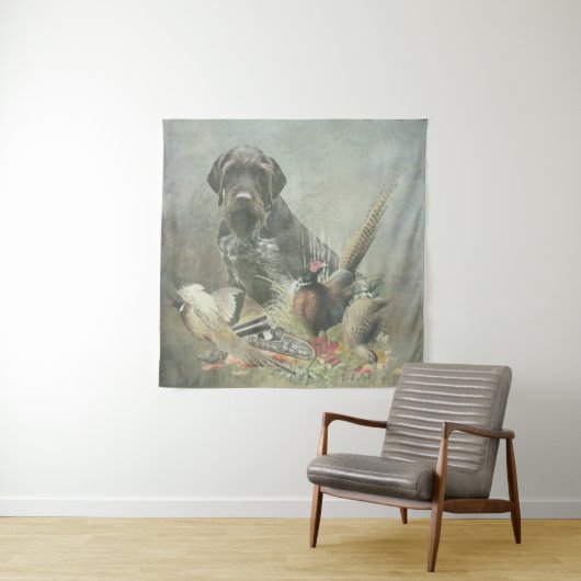 German Wirehaire Pointer Wandkleed (In situ)