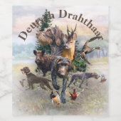 German Wirehaire Pointer Wijn Etiket (Enkel label)