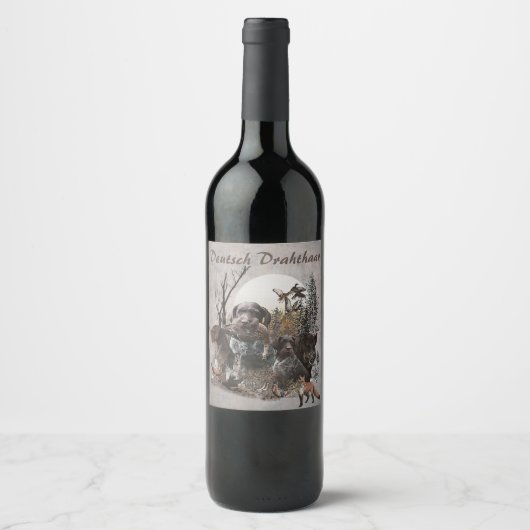 German Wirehaire Pointer Wijn Etiket (Voorkant)