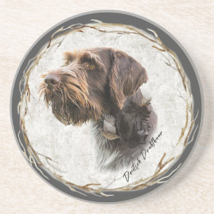 German Wirehaire Pointer Zandsteen Onderzetter