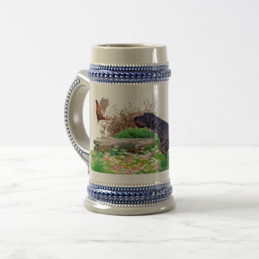German Wirehaired Pointer Beer Stein Bierpul (Voorkant links)