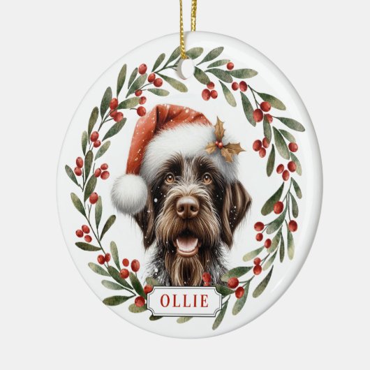 German Wirehaired Pointer Ceramic Circle Ornament (Links)