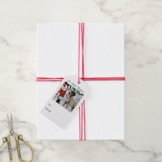 German Wirehaired Pointer Christmas Cadeaulabel (Met Touw)