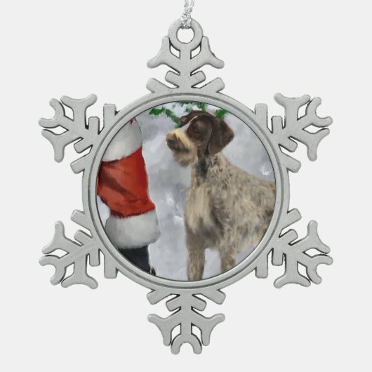 German Wirehaired Pointer Christmas Tin Sneeuwvlok Ornament (Voorkant)