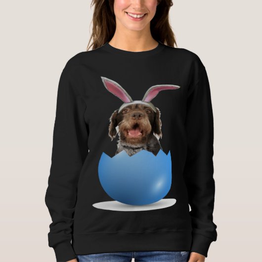 German Wirehaired Pointer Dog Easter Bunny Egg Hun Trui (Voorkant)
