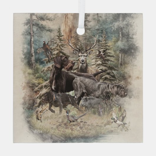 German Wirehaired Pointer Glas Ornament (Achterkant)