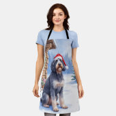 German Wirehaired Pointer Snowy Lodge Santa Hat Schort (Gedragen)