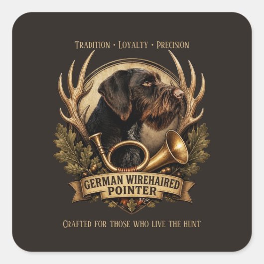 German Wirehaired Pointer Vierkante Sticker (Voorkant)